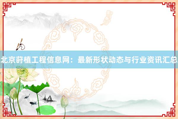 北京莳植工程信息网：最新形状动态与行业资讯汇总